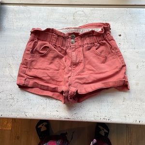 Denim shorts, salmon, size small